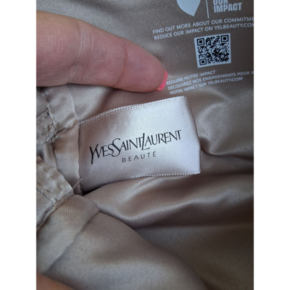 New Yves Saint Laurent Beige Cosmetic Bag Pouch Makeup Small - Picture 9 of 10